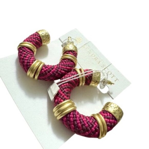 New Kendra Scott Maya Woven and Gold Corded Hoope Earrings - Picture 3 of 7